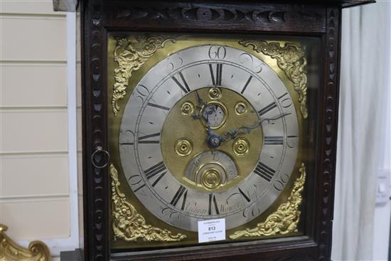A George III carved oak 30-hour longcase clock by George Womersley, H.190cm